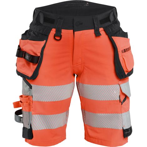 Short de travail stretch 4D haute-visibilité avec poches flottantes femme feMyanMare - Rouge fluo/Noir L - FR(44) - SE(C42) - Standards