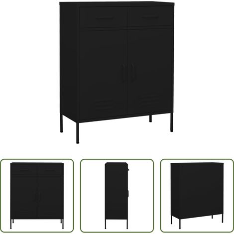 Stahl - Lagerschrank Schwarz 80x35x101,5 cm Stahl (1/5)