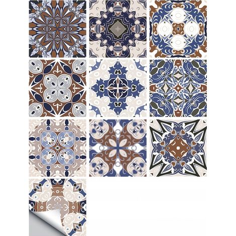 Juego de 10 paneles autoadhesivos de PVC con diseño de patchwork, papel pintado de 20x20cm zm-06-040 (1/5)