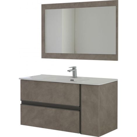 Mobile da bagno sospeso 110cm cenere con 2 cassetti Oxid Feridras (1/3)