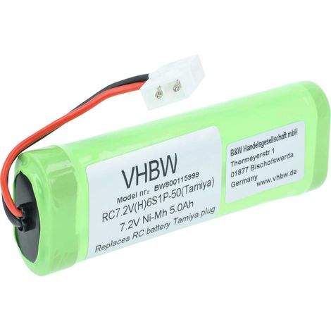 vhbw Akku kompatibel mit Tamiya Stecker für Modellbau z.B. Racing Car, Helikopter, Flugzeug (5000mAh, 7,2V, NiMH)