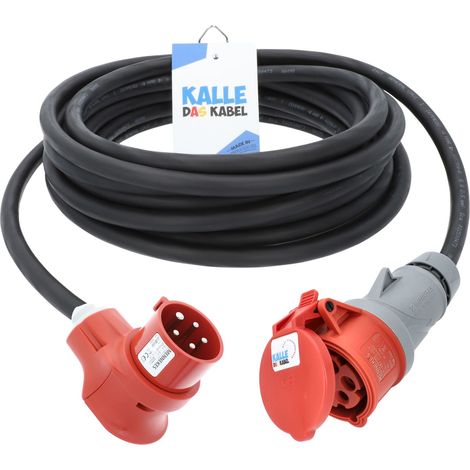 Kalle CEE Gummi-Verlängerungskabel Winkelstecker Vario Top 400V 16A IP44 5G 2,5mm² 5 Meter