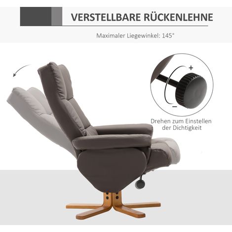 Fauteuil relaxant HOMCAM pivotant 360° avec repose-jambes, dossier inclinable, parfait pour lire au salon ou chambre, revêtement similicuir marron. (1/4)