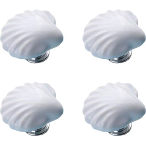 Poignées de cuisine en céramique, motif coquillage blanc, lot 4 (1/5)