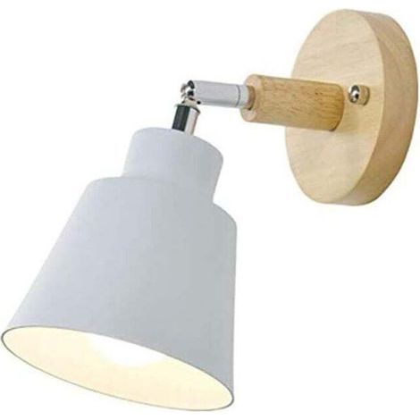 Tuserxln – Applique murale chambre en bois et métal blanc – Éclairage réglable 180° – Abat-jour aluminium 12 cm – Pour espaces intérieurs modernes (1/5)
