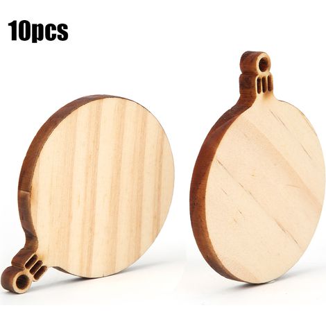 10 pièces de plaques suspendues en bois, bricolage, décorations pour sapin de Noël et Nouvel An, avec corde (n° 16) (1/5)