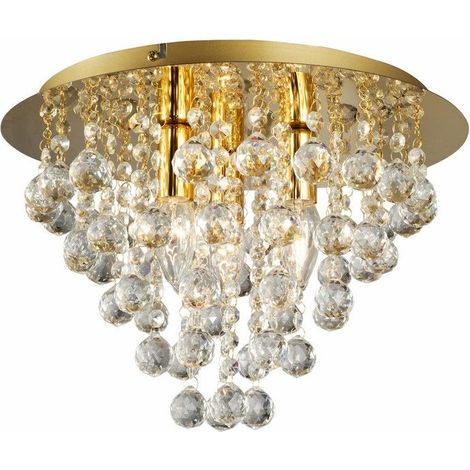 Plafoniera glamour London Crystal oro 38 cm 3xE14 Reality