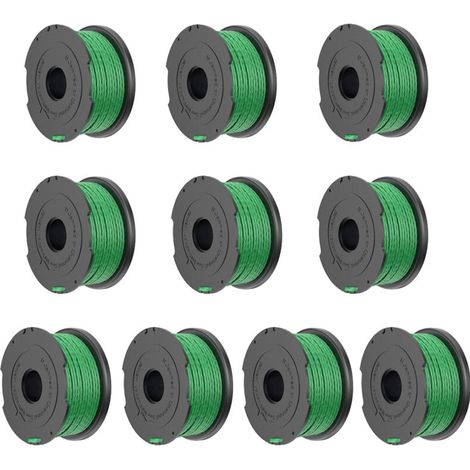 Packung mit 10 grünen Trimmerfadenspulen für Black & Decker GL7033 GL8033 GL9035 A6482 Freischneider - (1/4)