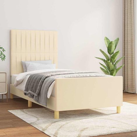 Estructura de cama sin colchón tela crema 90x190 cm (1/5)