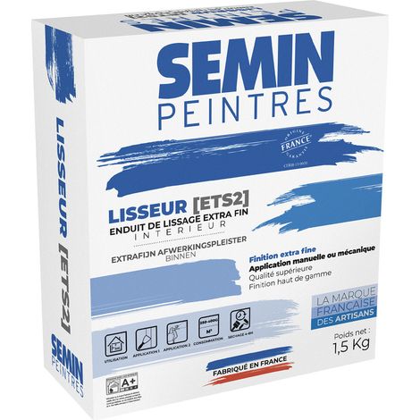 Semin Lisseur, Enduit de Lissage Extra Fin en Poudre pour Finition des Murs, Intérieur, Boite de 1,5 kg (1/5)