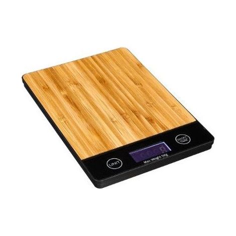 5Five Simply Smart – Balance de cuisine digitale en bambou – Capacité 5 kg – Écran LCD rétroéclairé – Fonction tare automatique (1/5)