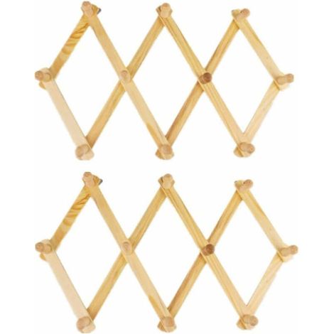 Crochet de porte-manteau en bois, crochet mural accordéon extensible, porte-manteau mural pliant en bois pour chapeaux, ceintures, parapluies (1/4)