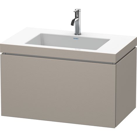 Lavabo per mobili Duravit L-Cube con base, sospeso, 80x48 cm, 1 estraibile, senza troppopieno, 1 foro per rubinetto, colorazione: Terra Opaco - LC6917O1414 (1/2)