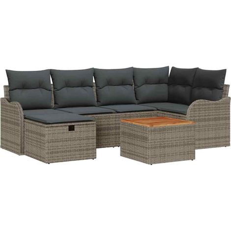 Garden Sofa Set 7 pcs Grey Poly rattan vidaXL (1/5)
