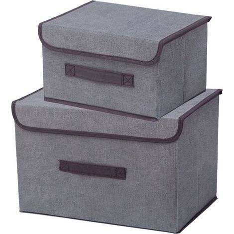 Boîte De Rangement Pliable - Tissu Oxford Renforcé Carton Rigide - Avec Couvercle Et Fermeture Velcro - Pour Vêtements Jouets Snacks - Lot De 1
