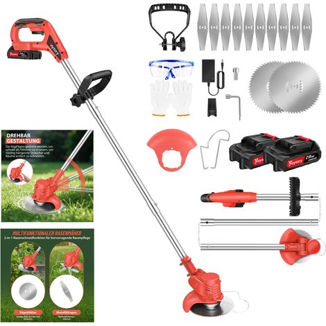 1800W Rasentrimmer Trimmer Motorsense Akku Grasschneider Freischneider mit 2 Akuu (1/5)