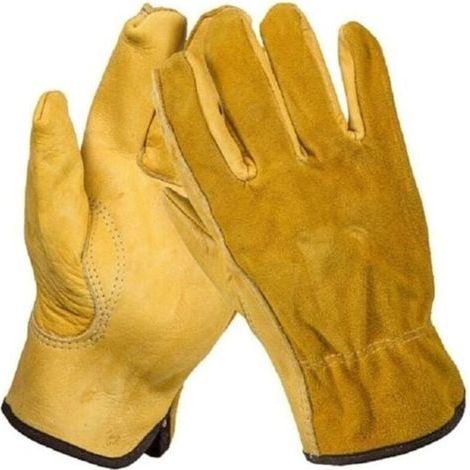 paio di guanti da lavoro in pelle antiforatura, guanti da giardinaggio per uomo e donna, impermeabili, vestibilità aderente, rinforzati, resistenti e flessibili (taglia grande)
