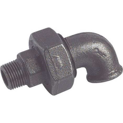 Lot de 10 raccords union coudés fonte noire à visser - mâle femelle 3/4'' (20/27)