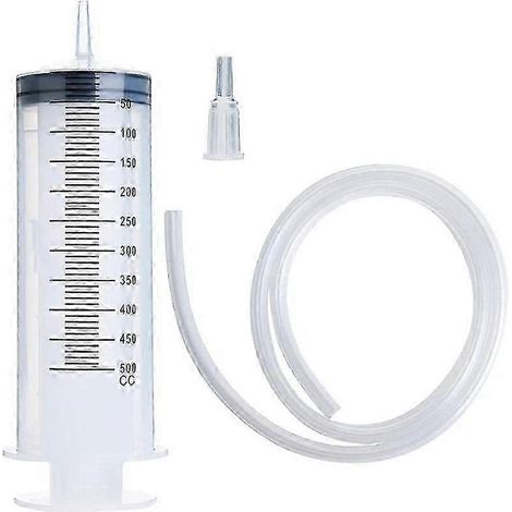 Filiyano-Seringue de 500 ml avec tuyau, stérile et scellée individuellement, en plastique, pour peinture liquide, résine époxy, huile, arrosage des (1/5)