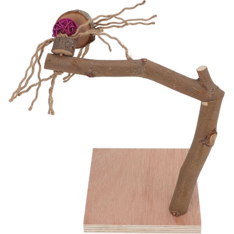 Support de jeu en bois pour oiseaux, griffes à mâcher, support d'entraînement pour perroquets et calopsittes, avec base. (1/5)