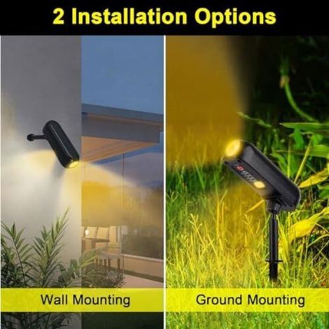 Projecteur Solaire - LED 3000K - IP65 - 2 Modes Éclairage Crépuscule à Aube - Jardin Cour Extérieur - 1 Pièce (1/5)