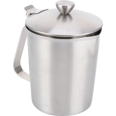 Dicke Latte-Kaffee-Tasse aus Edelstahl 304, Milchkännchen mit 500-ml-Skala im Deckel. (1/5)