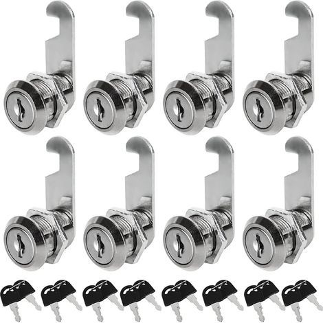 Set of 8 Universal Mailbox Locks, 30mm Metal Cabinet Lock, Zinc Alloy Mailbox Cylinder with 16 Keys for Drawers, Cabinets, Cupboards, Mailboxes (1/5)