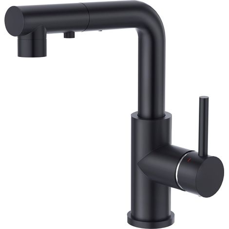 Douchette 3 Fonctions robinet cuisine Mitigeur Lavabo Noir Rotatif 360°, Noir Mat (1/5)