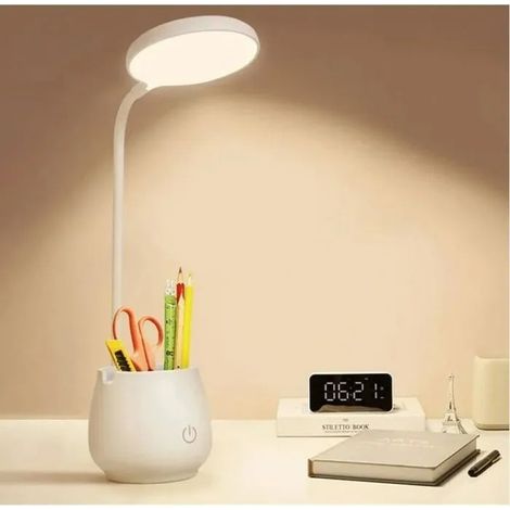 Lampe de bureau LED rechargeable 3 modes dclairage support pour stylo et tlphone veilleuse YYV (1/4)
