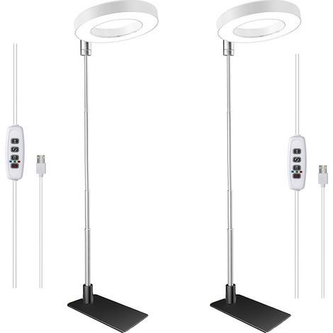 Lampe de culture pour plantes intérieures LED à spectre complet avec hauteur réglable, alimentation USB, lumière blanche, commande numérique, base de bureau, couleur blanche, lot de 2