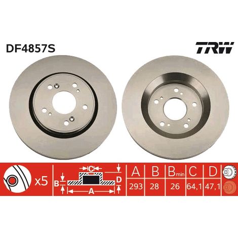 DISQUE DE FREIN AVANT DF4857S TRW (1/2)