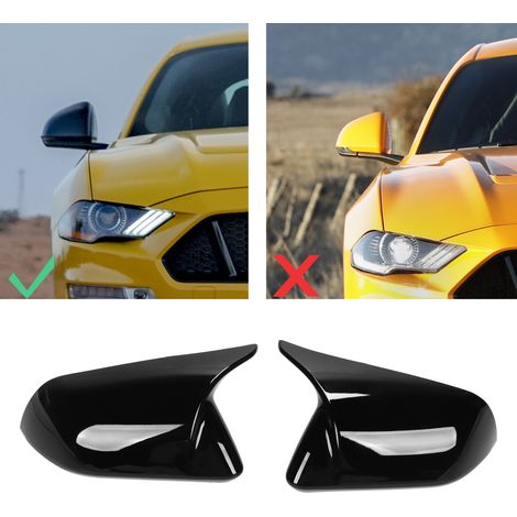 Coques de rétroviseurs style klaxon (adhésives) (une paire) pour Ford Mustang 2015-2022, noir brillant (1/5)