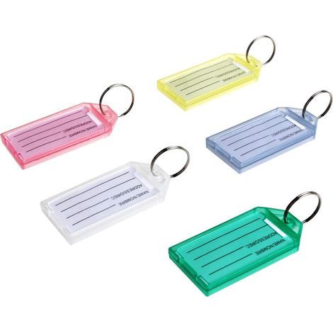 40Pcs Porte Clef Etiquette, Porte Cle de Couleur, Porte Clés Etiquette en Plastique avec Anneau Fendu Porte-Clés, Couleurs Assorties (1/5)