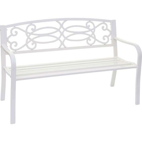 Banc de jardin acier revêtu de poudre 2 places blanc 040001119