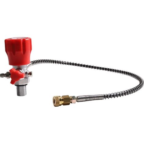 Jauge de valve DIN pour réservoir de CO2 à air comprimé et station de remplissage, 6000 psi, adaptateur à déconnexion de 6 mm, noir + rouge (1/5)