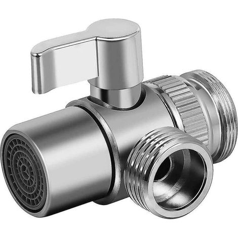 SABIR Diviseur de robinet de lavabo de cuisine ou de salle de bains en laiton, adaptateur de robinet, vanne de vidange de robinet à 3 voies (1/3)
