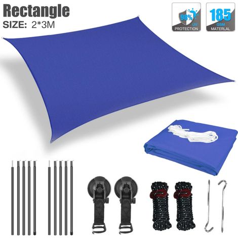 Auvent de camping-car (2 x 3 m, bleu foncé), résistant aux UV et imperméable, avec poteaux en alliage d'aluminium (1/5)
