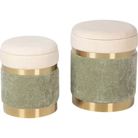 Lot de 2 poufs en velours 36 x 36 x 44 cm 31 x 31 x 38 cm (1/2)