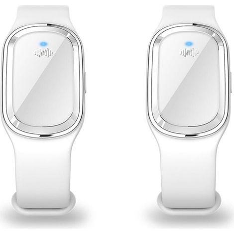 Pack of 2 Ultrasonic Mosquito Repellent Bracelets with USB Charging Cable, Suitable for Adults and Children (White) (1/4)