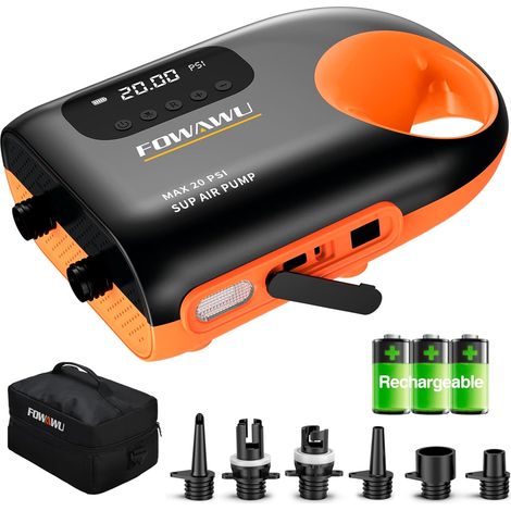 Gonfleur Electrique Paddle 3 7800 mAh, Pompe Paddle Electrique 20 PSI, Gonfler et Dégonfler Système à Deux Vitesses 12 V CC, Arrêt Automatique pour Kayak, tentes, Bateaux (1/5)