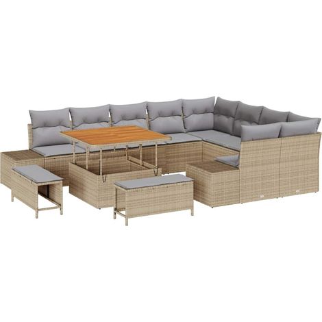 Maison Exclusive - Set Divano da Giardino con cuscino 12 pcs Beige polyrattan (1/5)