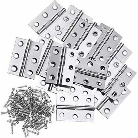 10 Stück Edelstahlscharniere, 3 Zoll, klappbare Scharnierverbinder für Heimmöbelbeschläge, Schranktüren, Schubladen (mit 60 Stück 3 12 mm Schrauben)