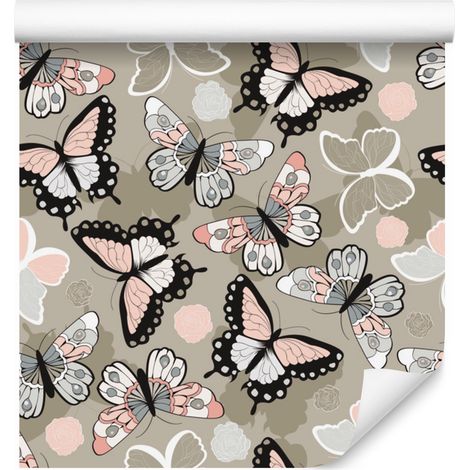 Papel pintado de mariposas de colores para salón y dormitorio, 50x1000 cm. (1/5)