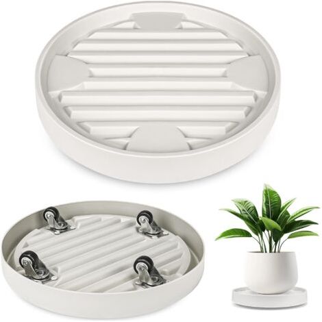 Chariot à roulettes beige pour pots de fleurs, diamètre intérieur 28.3 cm, pour intérieur et extérieur, 1 pièce (1/5)