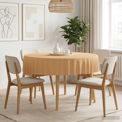 vidaXL Tissu de Table Rond Beige Ø 160 cm (1/4)
