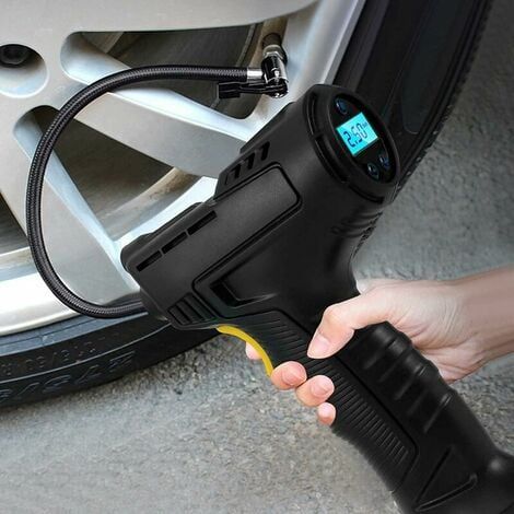 Aufblasbarer kabelloser tragbarer Reifenfüller, 120 W, Luftkompressor-Reifenpumpe für Autos, Motorräder, Fahrräder mit LED-Digitaldruckmesser 2000 mAh für Auto, Motorrad, Fahrrad (1/2)
