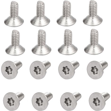 Vis à Tête Plate Torx Antivol M2-0,4x4mm, 16 Pièces en Acier Inoxydable 304, Entraînement Torx, Tête Fraisée, Filetage Complet (1/5)