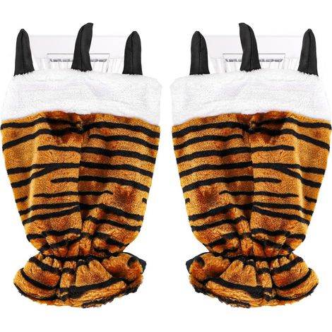 2pcs Grattoirs à Glace avec Gants, Gants avec Imprimé Tigre avec Grattoir à Glace Intégré pour Garder au Chaud Le Pare-Brise de Voiture en Peluche pour Éliminer la Neige et la Glace en Hiver (1/5)