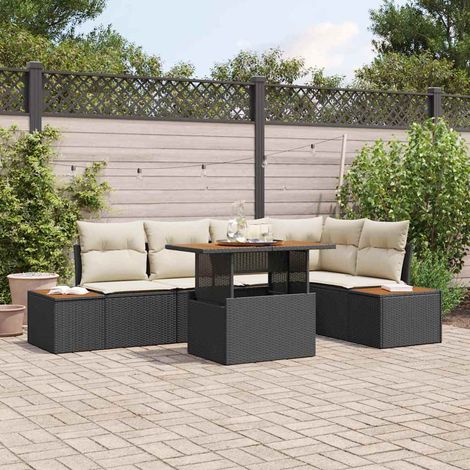 vidaXL Set Divano da Giardino con archiviazione 6 pcs Nero Poly Rattan (1/5)
