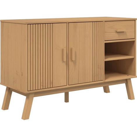 Aparador-cómoda-mueble-organizador-cocina-salón-salón-114x43x735 cm-madera maciza de pino-marrón 020036180